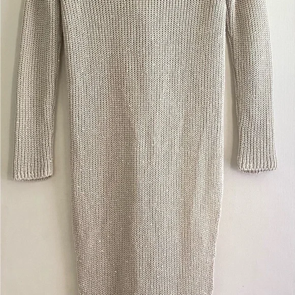 Brunello Cucinelli Beige Sequin Hi Low Knit Linen Silk Cardigan Sweater XS S